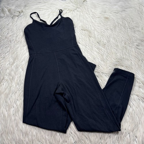 Old Navy Women's M Black Powerchill Fitted One Piece Jumpsuit Shelf Bra