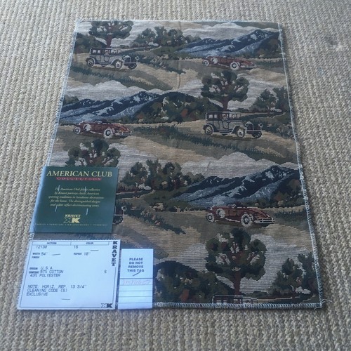 Tapestry fabric. Antique cars. 18x12 - Picture 9 of 10