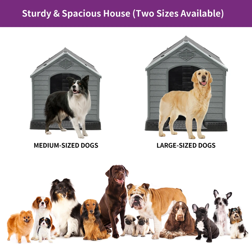 Casa grande de plástico para perros exterior interior casa para perros refugio para cachorros perrera resistente Foto 2 de 4