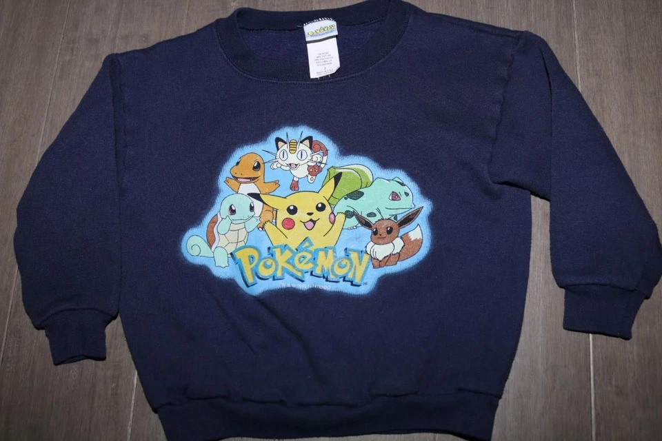 SUDADERA VINTAGE AÑOS 90 POKEMON YOUTH CREW CHARMANDER EEVEE MEOWTH SQUIRTLE 1999 Foto 2 de 4