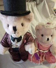 Stuffed Bride and Groom Bears with Stand Great for Wedding Gift Or Decoration