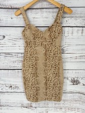LUSH Sleeveless Bodycon Animal Print Snakeskin Mini Dress Size Small Tan Brown