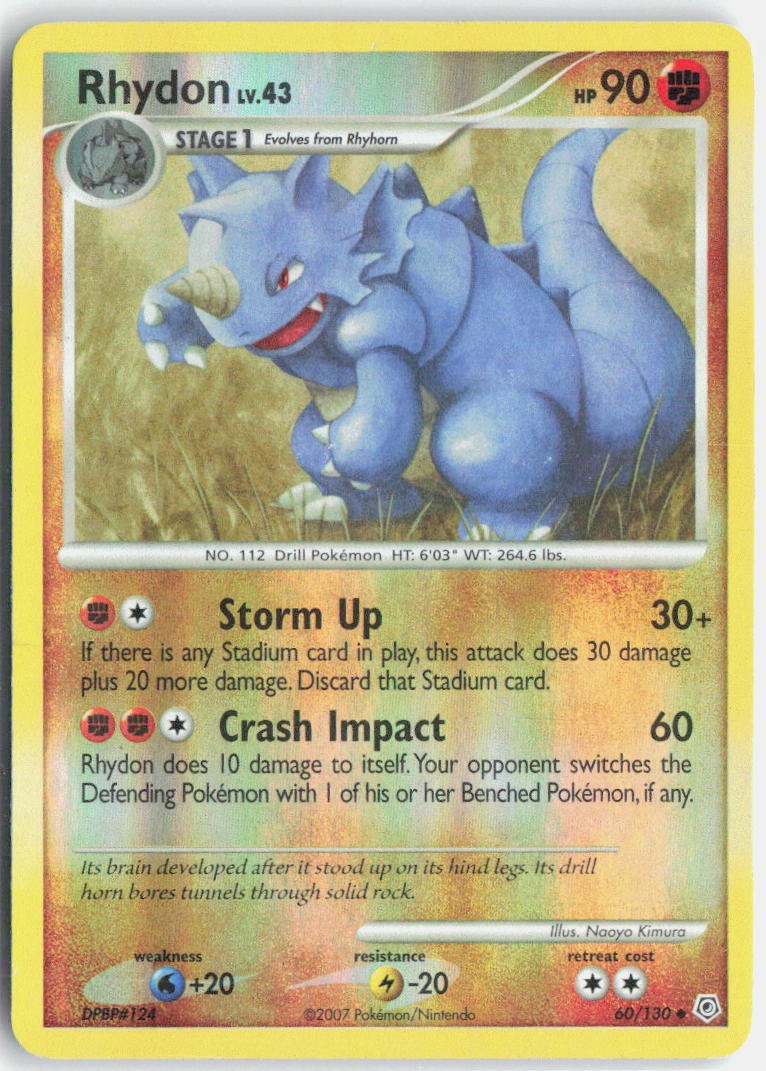 Rhydon Uncommon Reverse Holo Diamond and Pearl 60/130 LP-NM