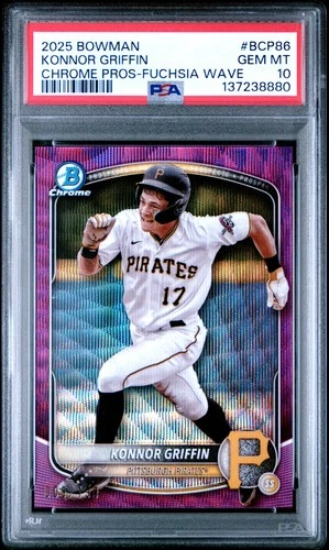 2025 Bowman #BCP-86 Konnor Griffin Fuchsia Wave Refractor /199 PSA 10