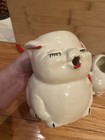White Ceramic Pig Figural Creamer & Sugar Bowl Set, 2-Piece, Red Accents — photo 3