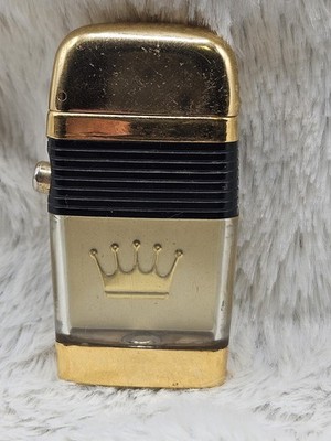 Scripto Collectible Lighter Gold and Black Crown Design Made in USA