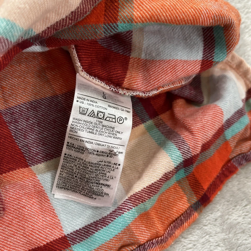 Camisa de Franela Antigua Azul Marino Match the Fam L Roja Naranja Cuadros Algodón Suave Otoño Acogedora Foto 3 de 4