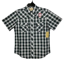 NEW! Wrangler Pearl Snap Western Shirt/ Men’s (L) Gray Plaid Cotton Blend NWT