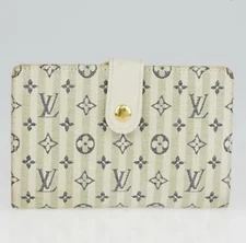 AUTHENTIC Louis Vuitton Blue/White Mini Lin Croisette French Purse Wallet!