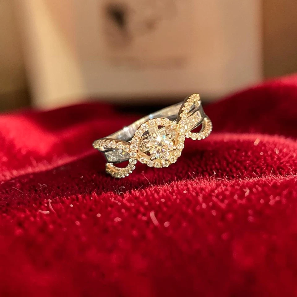 GIA-zertifiziert 1,25 Cts Runde Prinzess F/VS1 Diamanten Verlobungsring 14K Gold - Bild 2 von 4