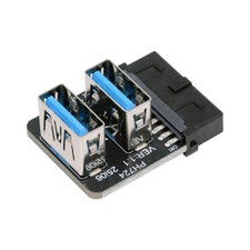 Reverse Angled Dual USB 3.0 Type-A Female to Motherboard 20/19 Pin Box Header