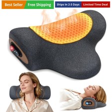 Rechargeable 3-in-1 Neck Massager Pillow with Heat,Vibration Air Traction ...