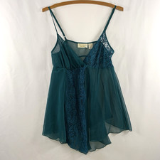 VTG Victorias Secret Gold Label Babydoll Sheer Lace Chiffon Chemise Size S Teal