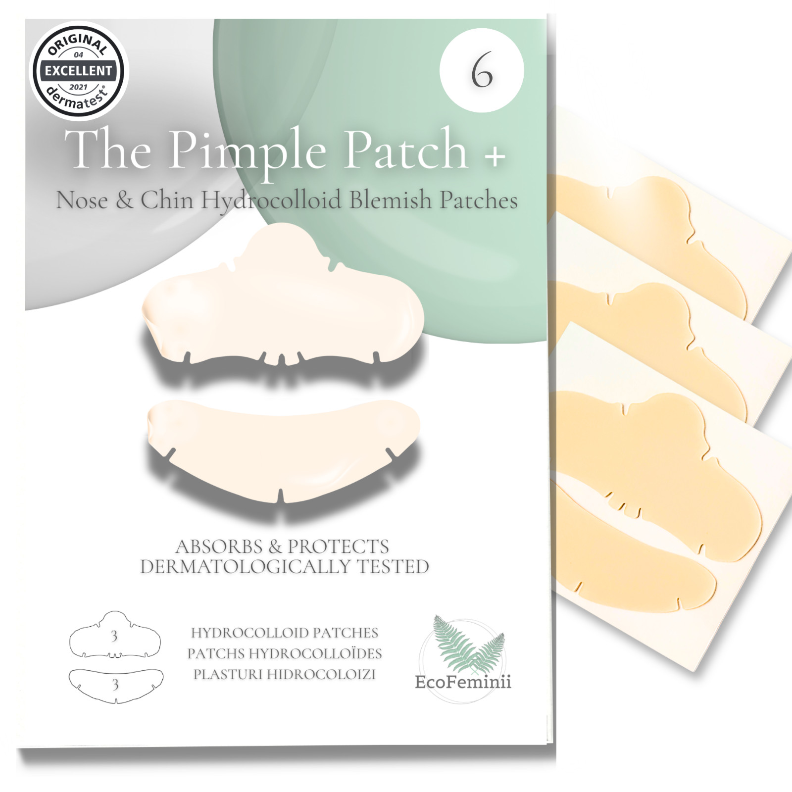 Hydrocolloid Pimple Patches | 6 Nose, Chin Spot & Blemish Stickers | EcoFeminii