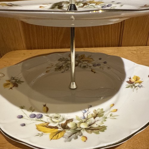 Vintage Duchess Bone China Autumn floral 2 Tier Cake Stand - Picture 2 of 10