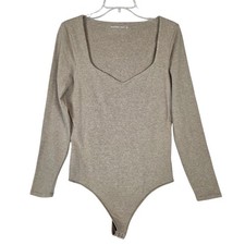 Abercrombie Fitch Tan Bodysuit L Long-Sleeve Base Layer Neutral Minimal Basic