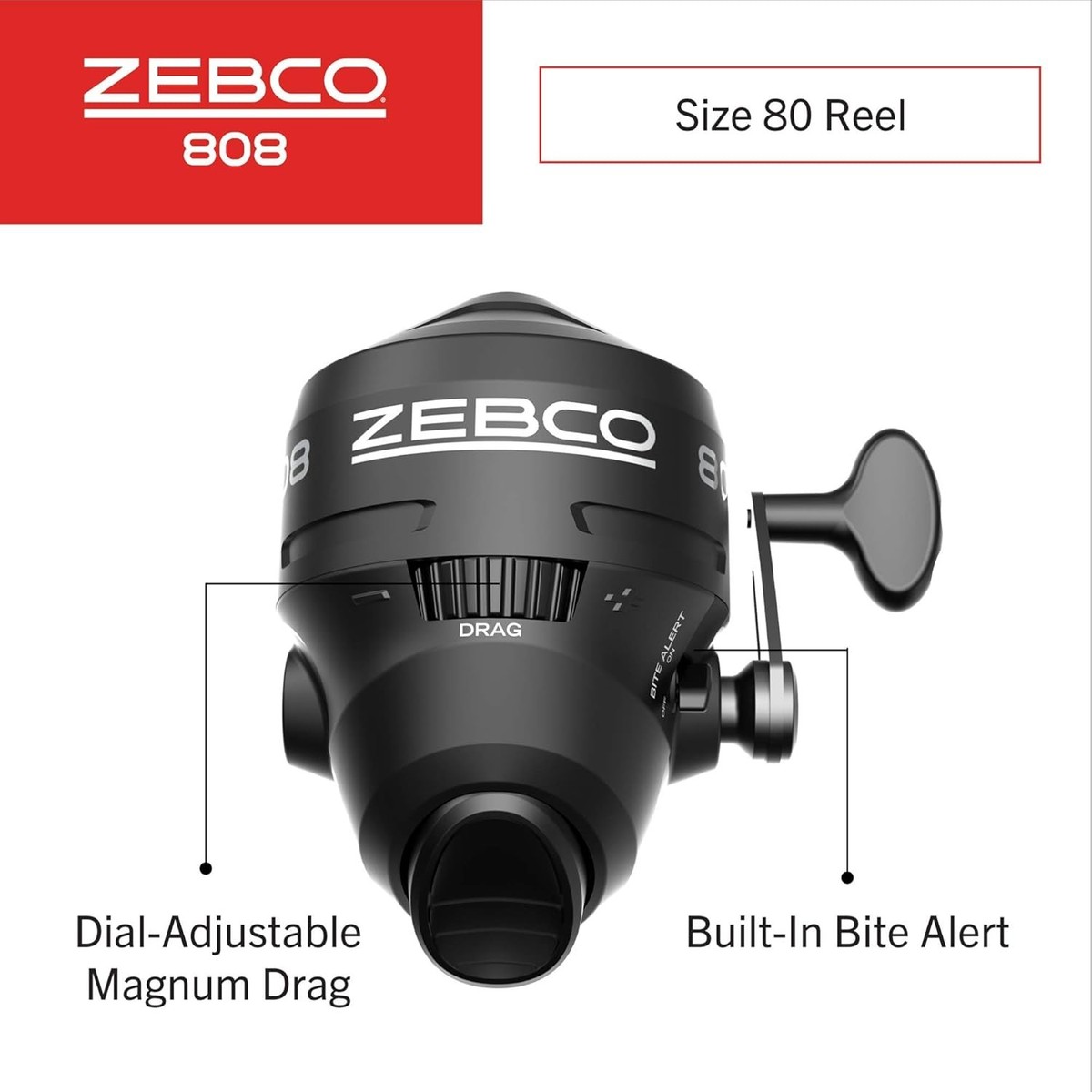 Zebco 808 Spincast Reel and Fishing Rod Combo, 7-Foot Durable 80, Black |  eBay