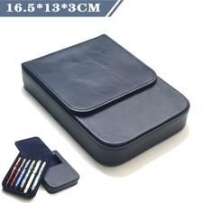 6 Slots Fountain Pen Case Leather Storage Box Organizer Removable Pen Tray