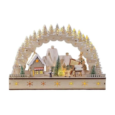 THE CHRISTMAS WORKSHOP LED Light Up Wooden Indoor Christmas Xmas House Village Festive Scene Decoration