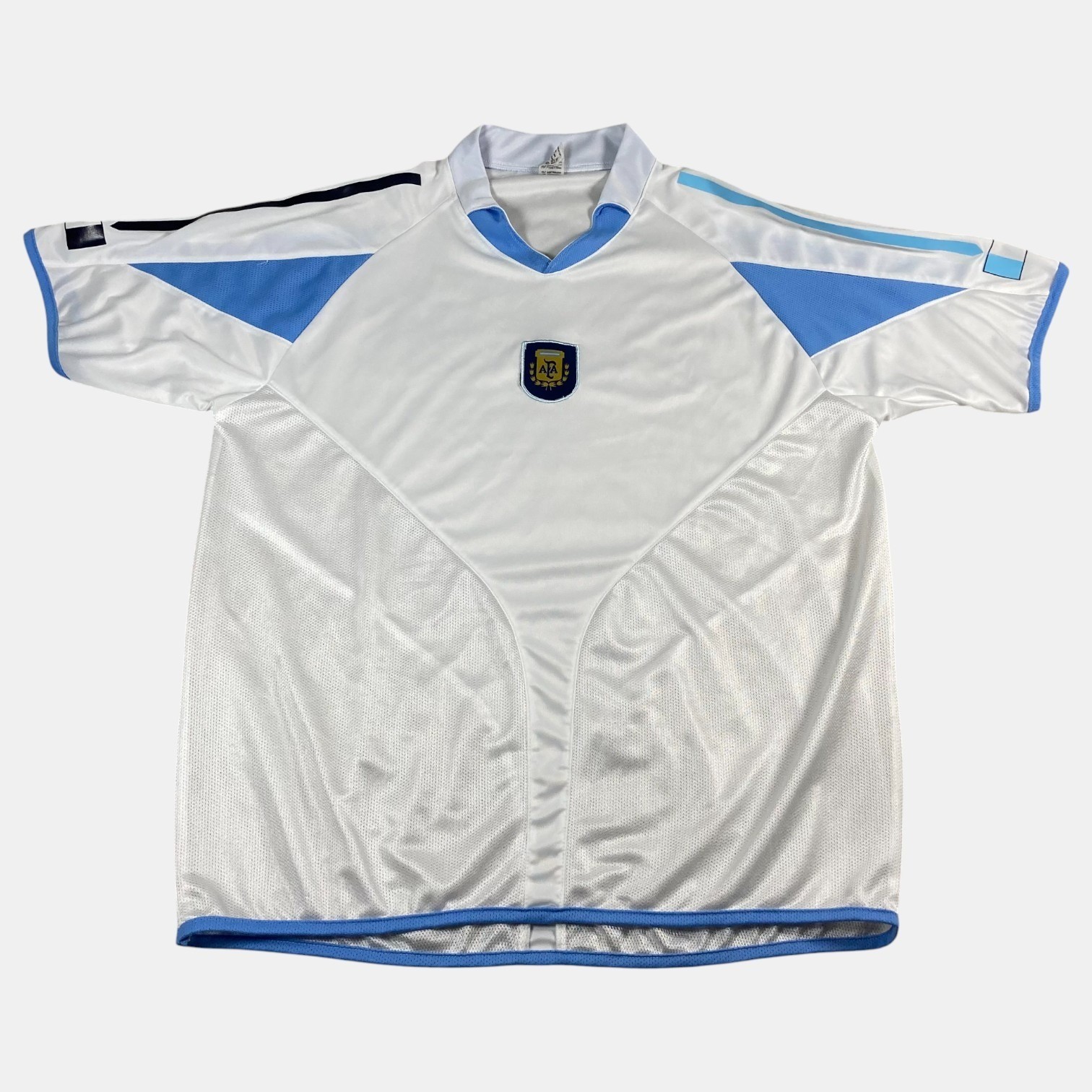 Vintage Argentina AFA Soccer Jersey White Blue Mesh National Team Mens Size M