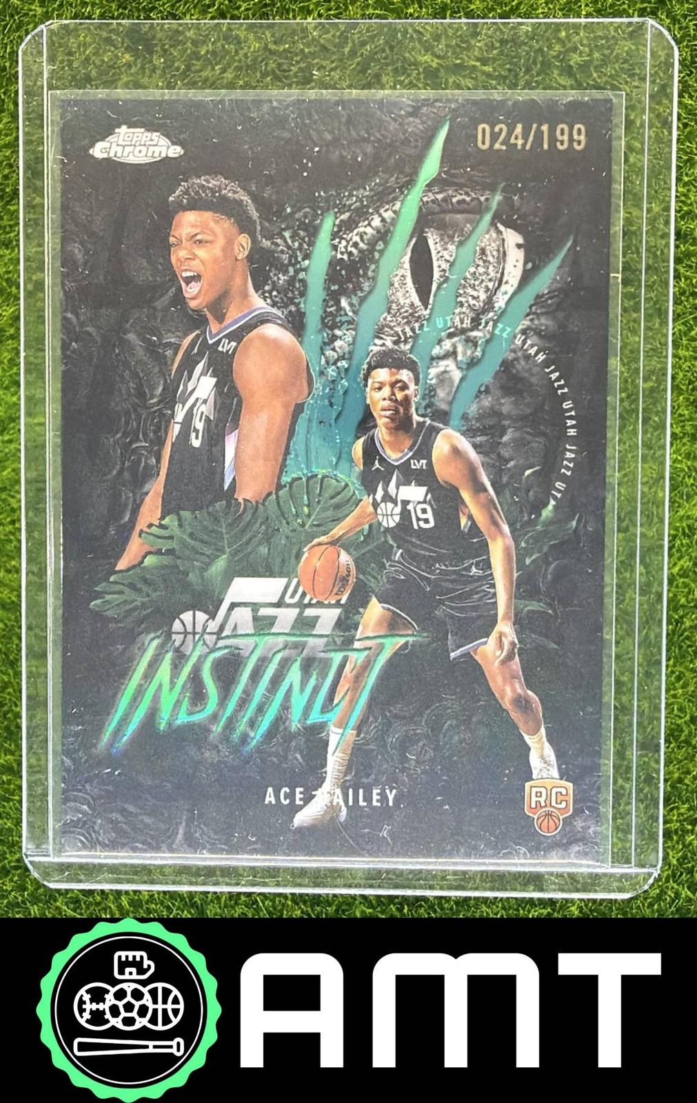 Ace Bailey RC 2025-26 Topps Chrome 24/199 Instinct Aqua Refractor Jazz