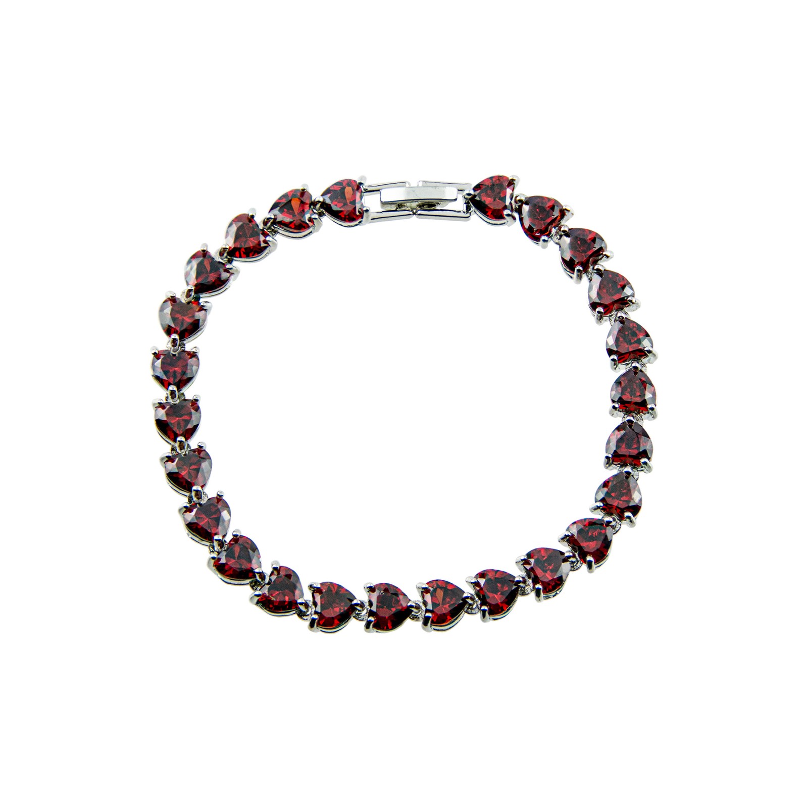 Теннисный браслет Skyline Collection July с имитацией красного рубинового сердца из коллекции Birthstone