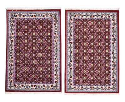 Handgeknüpfter Orientteppich Moud 90x60 cm Schurwolle Rot   Teppich Fußmatte Neu