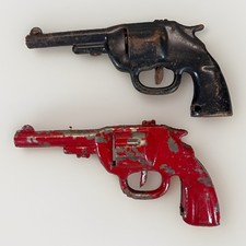 Vintage Red Ranger Wyandotte Clicker Gun Lot Toy Pistol 1950s Tin Litho Metal