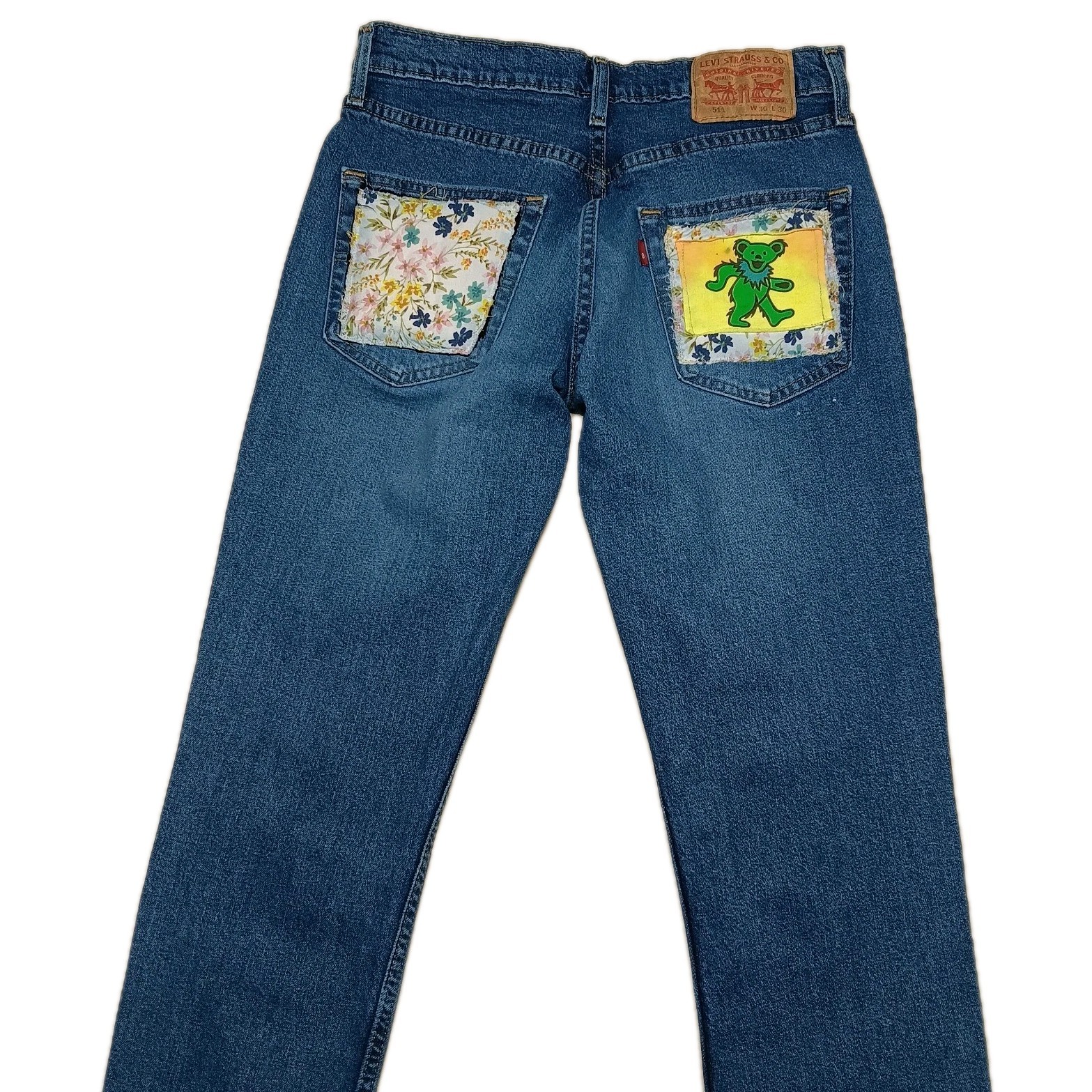 Levi's 511 Patchwork Jeans Dancing Bear 6 Women (… - image 7