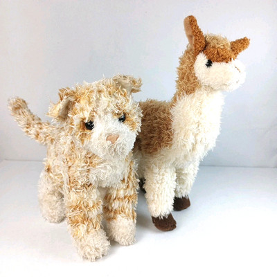 Lot of 2 Douglas Cuddle Toys Llama Alpaca and Cat Stuffed Animals Collector
