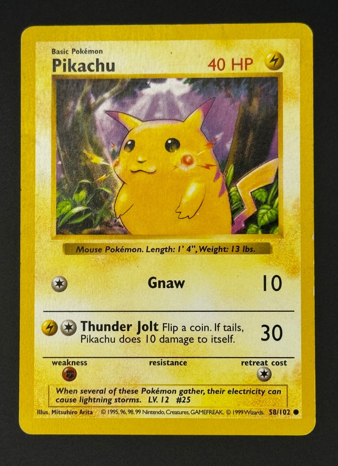Pokemon TCG: Pikachu - Base Set Shadowless (Red Cheeks Error) 058/102 [MP]