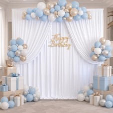 White Backdrop Curtain Photo Drapes Wedding Photography Background 10x8 FT