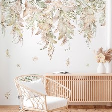 Large Boho Hanging Leaves Wall Decals Palm Leaf Plants Wall Stickers Bedroom