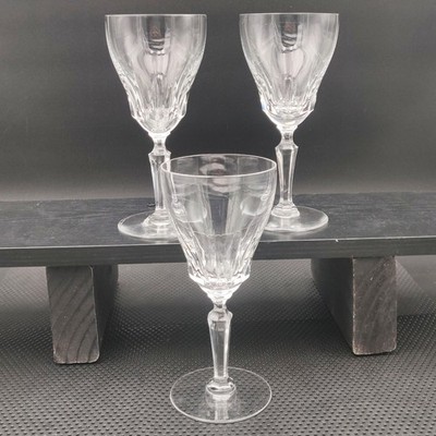 Set 3 Val St. Lambert GOETHE MILLET Teardrop Cut Crystal Water Wine Glass Signed