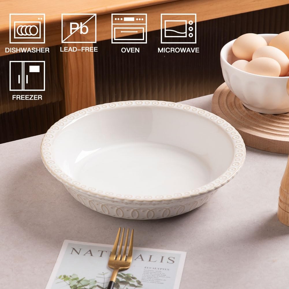 Ceramic Pie Pan for Baking,Round Baking Dish Pan for Dinner 10 Inches, Pie Di...