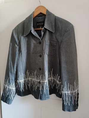 JOOP! Jeans Blazer grau weiß M Baumwolle