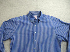 Brooks Brothers Shirt Mens 16 34/35 Blue Stripe Dress Button Down Made USA