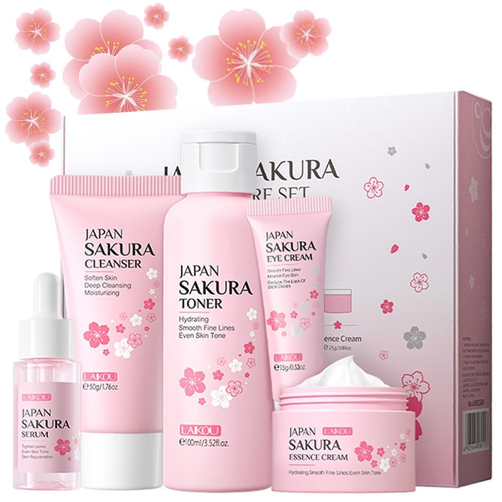 Gift Set Sakura Skin Care Travel Kit With Cleanser, Toner, S