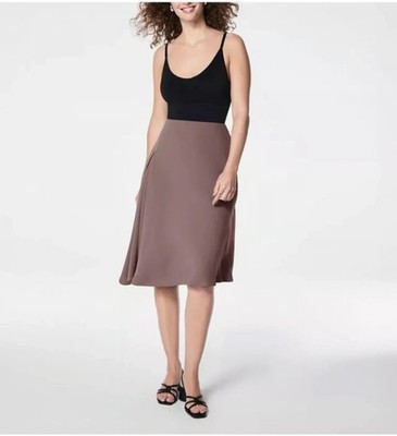 Spanx 21026R Carefree Crepe Asymmetrical A Line Skirt  Smoke Color  Size L - NWT