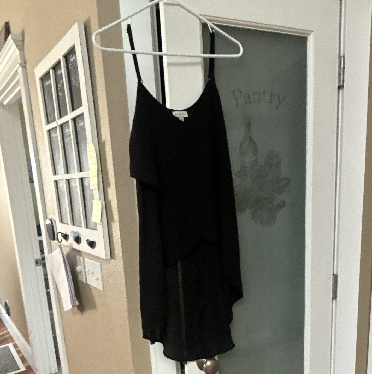 1981 GUESS Women’s Black Lightweight Layered Spaghetti Strap Tank, Scoop Neck, S