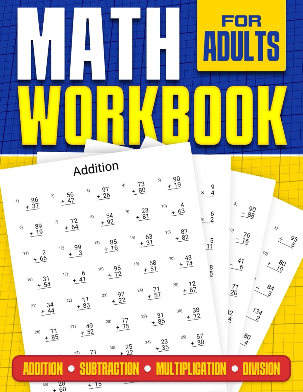 Math Workbook for Adults | Addition, Subtraction, Multiplication and Division: