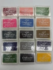 Craft Ink Pad for DIY Stamps on Paper Wood Fabric - Pack of 15 Vibrant Colors