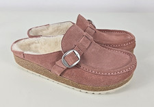 Birkenstock BUCKLEY Rose Pink Clay Shearling Lined Clogs Mules 40 / 9 NARROW