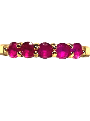 Ruby 5 Stone Band Ring  Gold Filled  Size 4.75 R-214