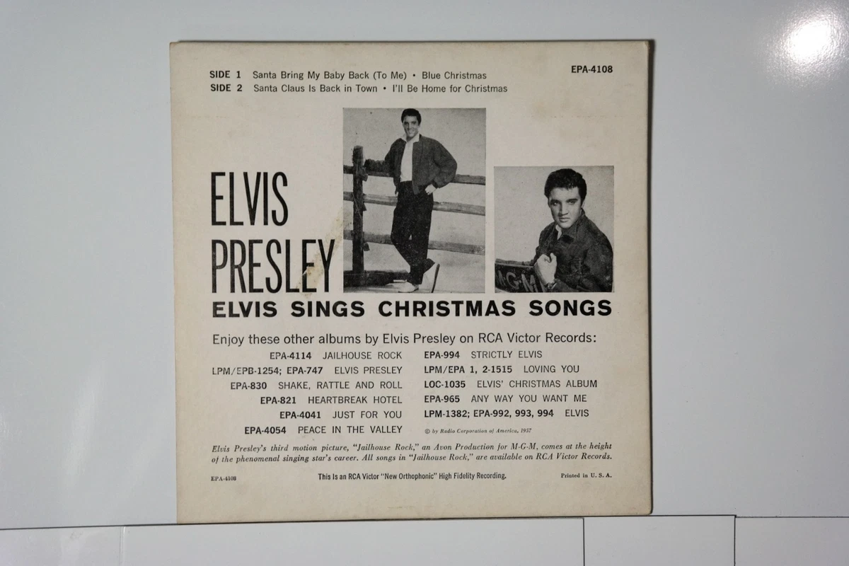 ELVIS PRESLEY, RCA LABEL #EPA-4108 RARE 4 CHRISTMAS SONGS 45 W/ PICTURE SLEEVE