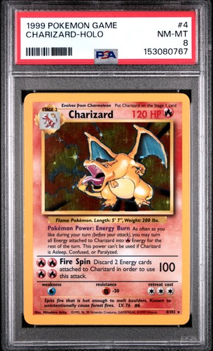 1999 POKEMON BASE SET UNLIMITED #4 CHARIZARD-HOLO PSA 8