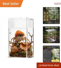 Jumping Spider Enclosure Acrylic Tiny Habitat 3x3x6 inch with Magnetic Doors