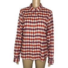 Women's Medium Orvis Red Plaid Cotton Blend Flannel Button Down Shirt