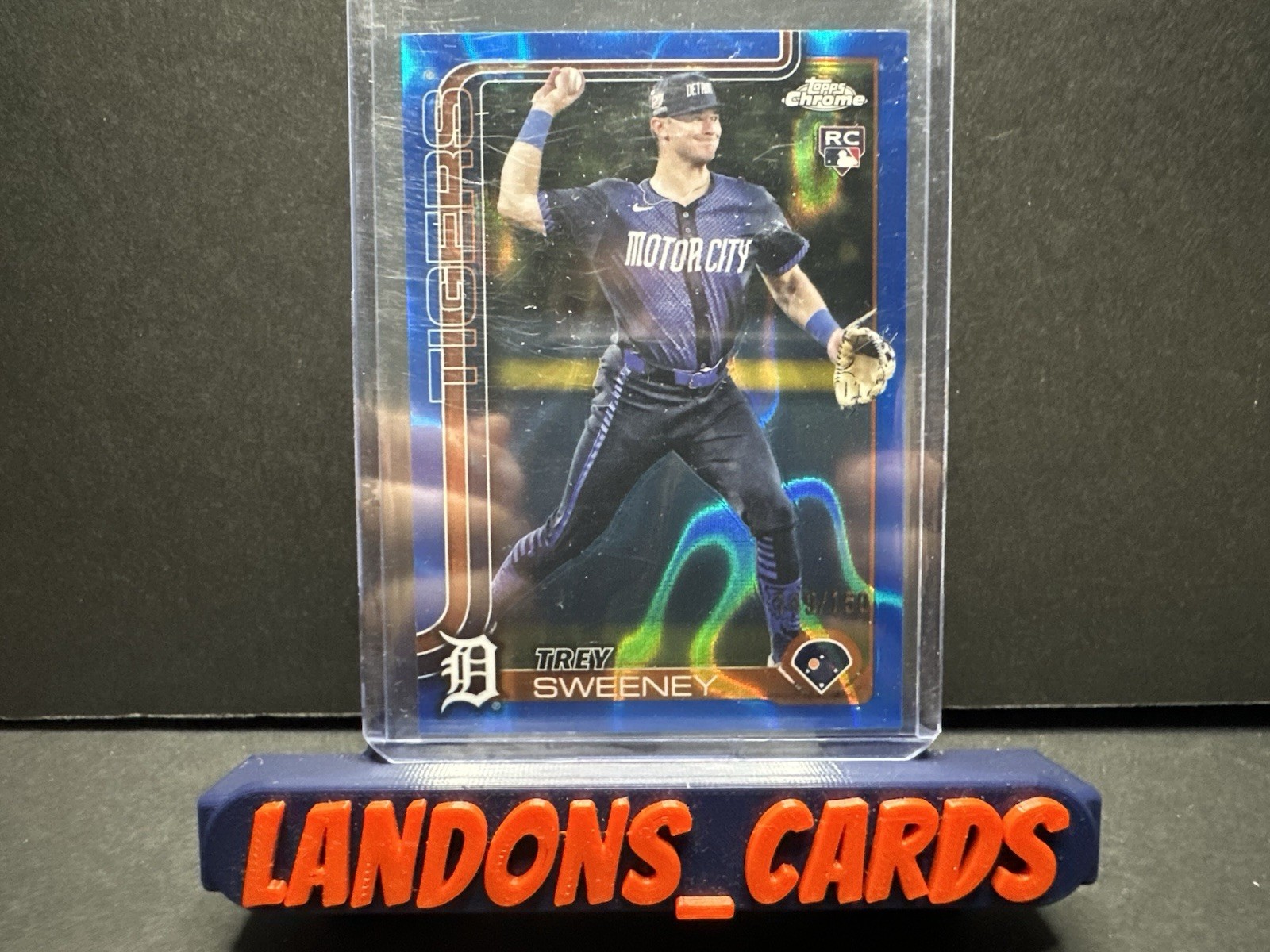 2025 Topps Chrome #6 Trey Sweeney Blue Lava Refractor /150 Rookie Tigers