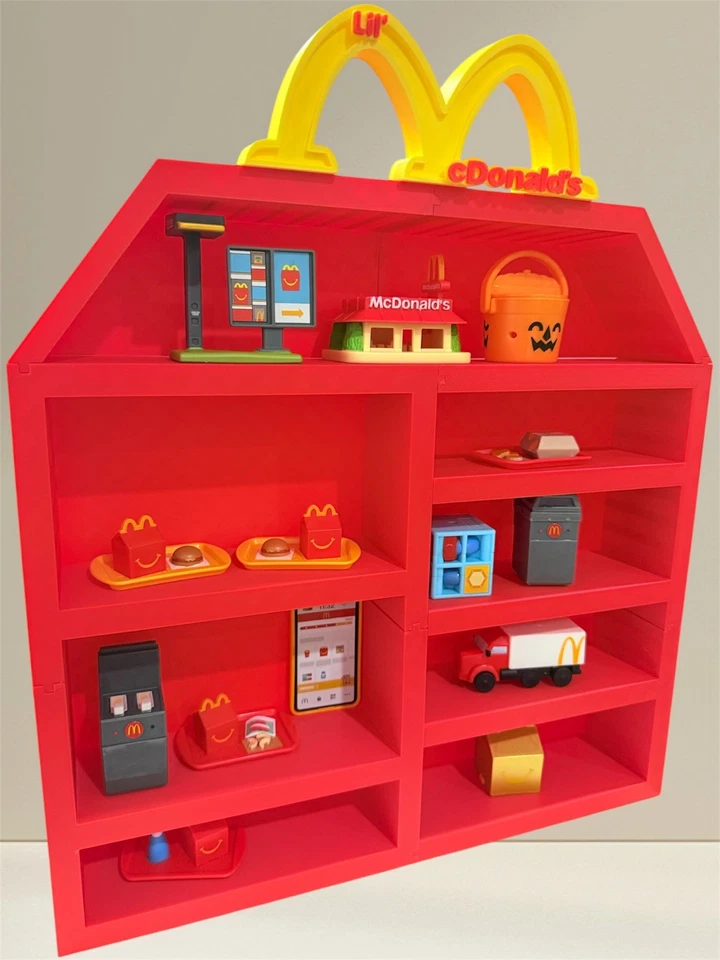 Red & Yellow Display Shelf w/ Sign for Lil McDonald’s Happy Meal Toys (No Toys) - Image 2 of 4